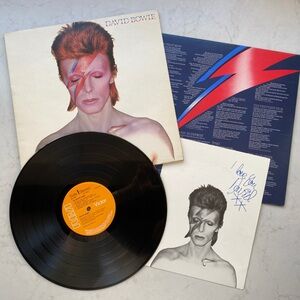 David Bowie Aladdin Sane EX/VG+ LP Vinyl UK 1st Press 1973 with Rare Club Card